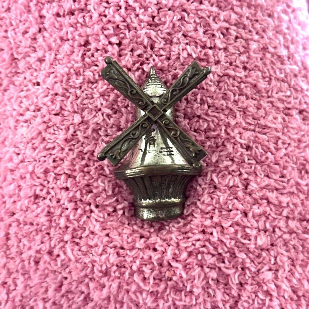 Vintage Lang sterling 3D windmill pin brooch spinning blades LH mark